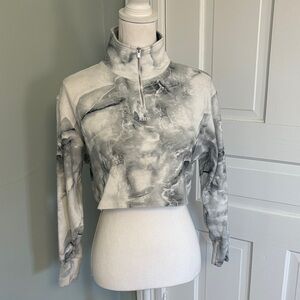 Kith Gray Marble Women's Cropped 1/4 Zip Sweatshirt Size XS